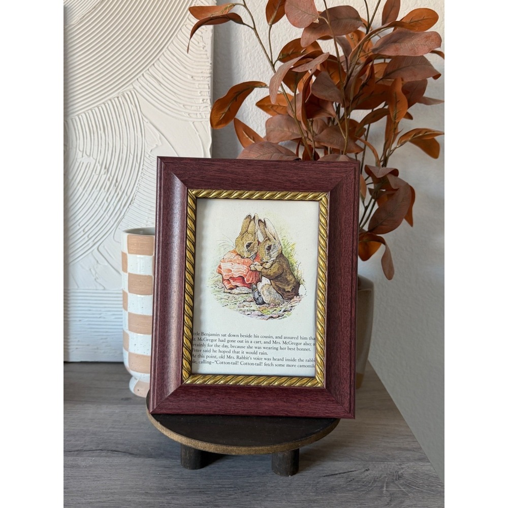 Rustic Wood Bunny Rabbit Picture Frame Cottage Farmhouse Decor